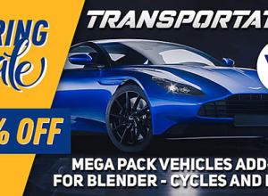 汽车绑定动画预设库Blender插件 Transportation V3 – Addon Car And Vehicle Rigged Cars Library Car