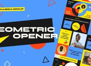 AE模板-创意时尚节奏感几何图形动画片头 Geometric Opener 3 in 1