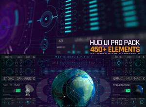 AE模板-450+科技感科幻HUD医疗军事UI界面元素动画