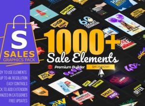 AE模板脚本-1000个销售图形包促销降价打折标签文字场景设计宣传动画