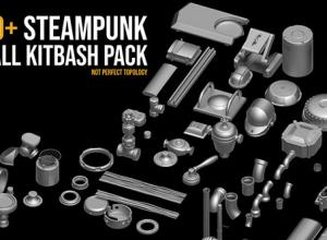 100+蒸汽朋克机械零件3D模型 100+ Steampunk Small Kitbash pack Vol.2