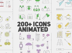 AE模板-200组线条图标动画 Icons Library