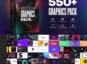 AE脚本-550+文字标题背景音效动态图形动画包