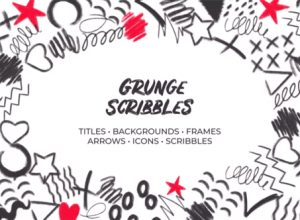 AE模板-61个手绘涂鸦标题箭头图标动画元素 Grunge Scribbles. Hand Drawn Pack