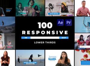 AE模板+PR预设-100个响应式文本框字幕条标题动画 Responsive Lower Thirds