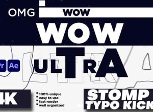 AE模板+PR预设-时尚快闪文字图片开场 Stomp - Typo Kicks