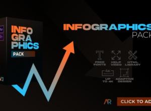 AE模板-24个数据统计分析波浪图条形图信息图表动画 Infographics Pack