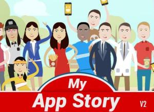 AE模板-MG动画片头扁平化卡通人物场景APP介绍 My App Story