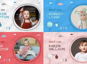 AE模板-儿童婴儿相册幻灯片照片开场 Baby Album Slideshow