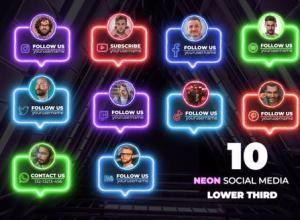 AE模板-社交霓虹灯发光字幕条图文排版动画 Neon Social Lower Thirds