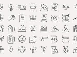AE模板-40组线条风格业务图标动画 Business & Startup Line Icons