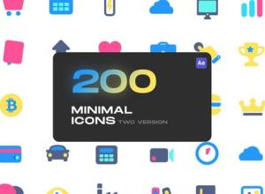 AE脚本-200个卡通彩色实用表情符号图标动画 Cute Minimal Icons