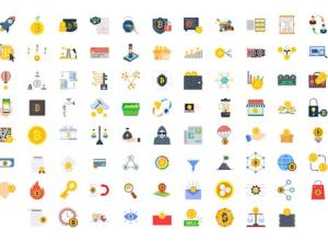 AE模板-100组数据金融加密货币图标动画 100 Crypto Currency Icons