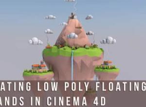 Cinema 4D创建卡通低多边形悬浮岛屿C4D教程
