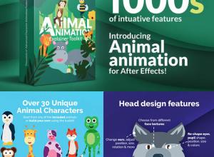 AE模板-卡通MG动画动物角色绑定动作预设工具包