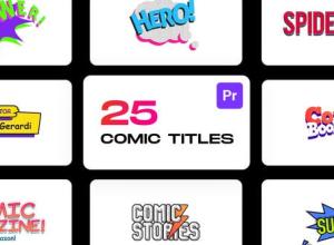 PR脚本-25种漫画标题动漫卡通贴纸气泡花字标题动画