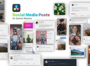 达芬奇预设- 25个网络媒体帖子平台元素包装动画 Social Media Posts