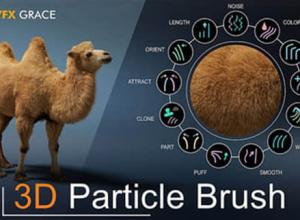 Blender三维粒子笔刷头发毛发绘制工具插件 3d Particle Brush