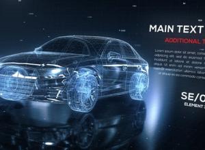 AE模板-E3D科技感三维网格汽车部件介绍宣传片头 Digital Room