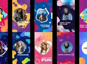 AE模板-4K竖屏网络媒体多彩液体图形图片视频宣传 Colorful Liquid Stories Slideshow