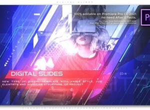 AE模板+PR预设-科技感故障动画文字标题视频开场 Digital Slides