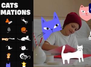 AE模板-可爱卡通猫贴纸动画元素 Cartoon Cats Animations