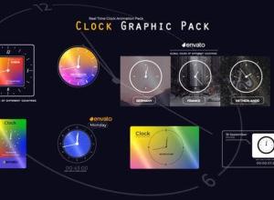 AE模板-7个独特时钟计时动画 Real Time Clock Animation Pack