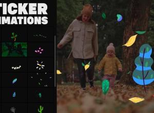 AE模板-花草树木卡通贴纸动画 Flowers And Trees