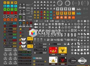 Blender科幻元素指示贴纸素材包 Gumroad – 350 Sci-Fi decal pack