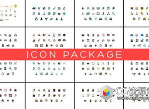 AE模板-328个建筑商业教育能源金融扁平化图标动画 Icon Package