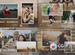 FCPX模板-可爱卡通图形漏光回忆照片相册视频片头 Happy Moments Slideshow