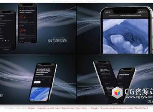 AE模板-点线抽线背景iphone手机APP宣传片头 Digital App Promo