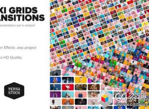 AE模板-4K大量照片墙转场展示片头 Maxi Grid Transitions Video Wall 4K