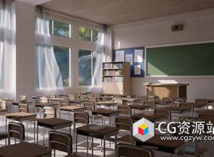 Blender完整三维课堂环境建模材质渲染教程+中英文字幕