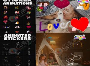 FCPX插件-332组12套手绘卡通可爱图标贴纸MG动画预设