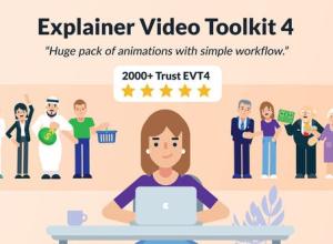 AE脚本预设-1000+卡通人物角色动作MG动画场景解说片头元素包