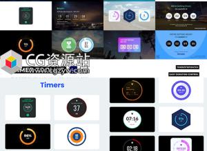 AE模板-4K时间倒计时数字字幕播放动画元素工具包