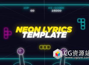 AE模板-21组手绘图形元素霓虹歌词音乐视频模板 Neon Lyrics Template and Elements
