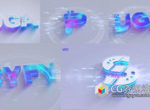 AE模板-优雅三维简洁标志logo动画 Logo Intro Elegance Flare Reveal White 3D