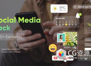 AE+PR模板-100多种时尚网络视频社交媒体元素 Social Media Pack