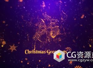 AE/PR模板-魔法金色粒子雪花元素圣诞新年节日祝福动画 Christmas Greetings Mogrt