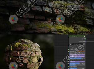 Blender程序纹理逼真苔藓砖墙大师班视频教程+中英文字幕