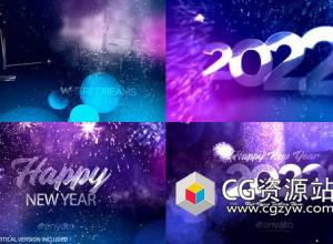 AE模板-2022新年倒计时文字图片粒子片头 New Year Countdown 2022
