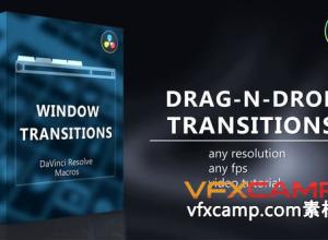 达芬奇转场-26种拖放窗口打开关闭效果过渡转场预设 Window Transitions