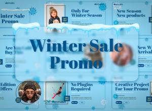 AE模板-10个独特场景圣诞新年商品折扣优惠宣传片头 Winter Sale Promo