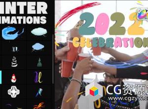 FCPX插件-25种手绘卡通多彩图形圣诞节快乐动画 Christmas Winter Animations