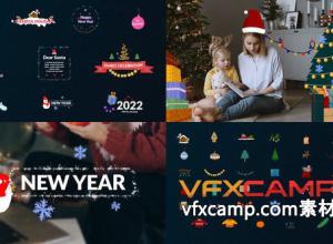 AE模板-多彩手绘卡通贴纸圣诞节标题动画 Christmas Titles And Animations