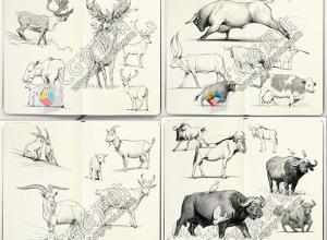 PS铅笔风格动物绘画笔刷预设abr格式+视频教程