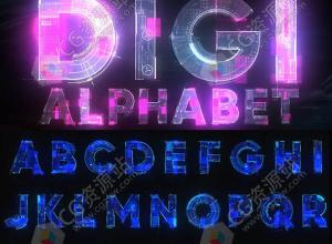 AE模板-炫酷科技感英文字母数字动画工具包