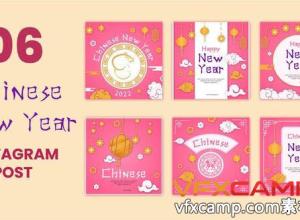 AE模板-中国风农历新年社交媒体方形包装动画